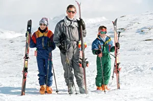 01504 Prints: Prince Charles, Prince William and Prince Harry during a skiing holiday in Klosters
