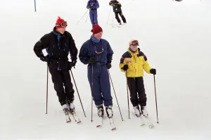 Prince Charles with Princes William and Harry during their skiing holiday in Whistler