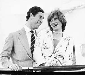 Prince Charles and Princess Diana on board the Royal yacht Britannia as they prepare to