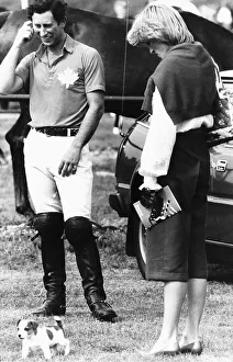 Polo Prints: Prince Charles with Princess Diana and Murphy the terrier at a polo match