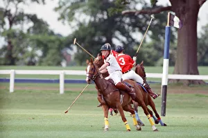 01049 Prints: Prince Charles (Red shirt wearing number 3) was locked in a fierce battle with Princess