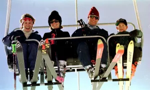 00191 Prints: Prince Charles on a skking lift during a holiday at Klosters in Switzerland