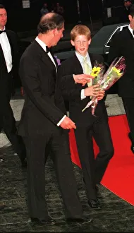 Prince Charles with son Prince Harry arriving at July 1998 the Labatts Apollo in