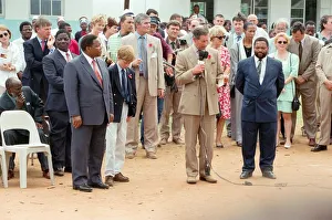 Prince Charles and his son Prince Harry visit the village of Dukuduku in South Africa