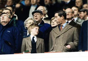 00185 Prints: Prince Charles with son Prince Harry at Wales Scotland rugby international Cardiff Arms