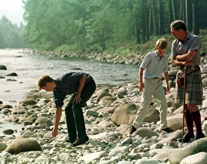 Kilts Prints: Prince Charles with sons at Balmoral, August 1997 Prince William