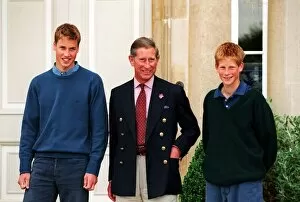 00185 Collection: Prince Charles with his two sons Prince William (left) and Prince Harry at Buckingham