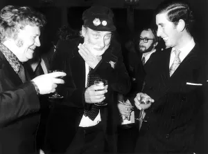 00191 Prints: Prince Charles and Spike Milligan with Harry Secombe November 1973 at a party to launch