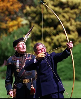 Archer Prints: Prince Charles trys his hand at archery with the Royal Company of Archers