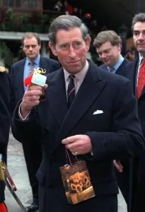 Birthdays Prints: Prince Charles with unexpected birthday presents as he arrives at Tower Pier for lunch