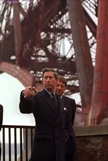 00200 Prints: Prince Charles on a visit to the Forth Bridge in Edinburgh April 1996