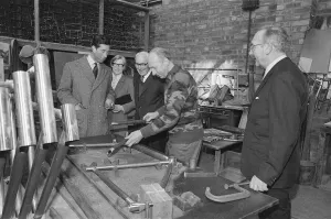 01066 Prints: Prince Charles visits Jack Taylor Cycles Workshop on Church Road, Stockton, Teesside