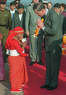 Prince Charles visits Kathmandu February 1998 Prince Charles is greeted by