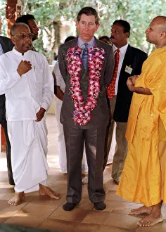 Garland Prints: Prince Charles visits Raja Maha Temple on arrival in Colombo in Sri Lanka