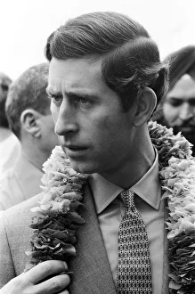 01379 Prints: Prince Charles wearing a garland upon his arrival at Amritsar Airport. 28th November 1980
