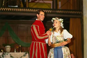 Prince Edward with Hannah Welfare in a play August 1987 acting at Haddo house Edinburgh