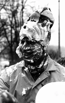 University Prints: Prince Edward in March 1986 at Cambridge University having fun - pictured with foam