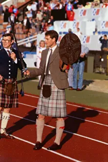 Prince Edward opens the Commonwealth Highland July 1986 games claymore shield kilt tartan