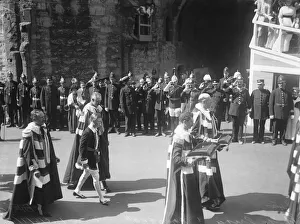 Prince Edward walking in the procession at his Investiture as the Prince of Wales