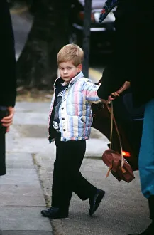 Princes Prints: Prince Harry arriving at school where he will be playing a shepherd in a nativity play