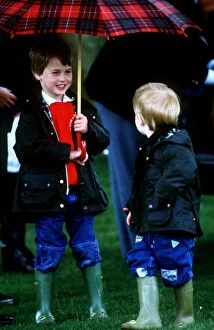Images Dated 6th June 1987: Prince Harry on right with Prince William at a polo match in Cirencester