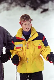 01504 Prints: Prince Harry on the ski slopes of Klosters during an official photocall. January 1998
