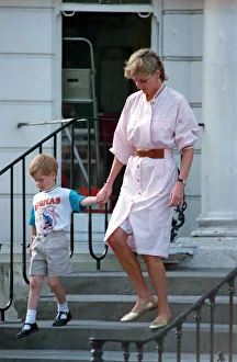 Prince Harry wears a Thomas the Tank Engine tee-shirt when he leaves nursery school with