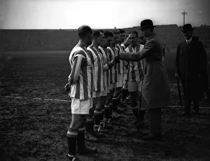 00240 Prints: Prince Henry greets the Huddersfield team June 1920 before the Cup Final