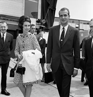 Prince Juan Carlos and Princess Sofia of Spain arrive at Heathrow Airport