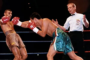 Prince Naseem Hamed boxer in action against Armando Castro of Mexico. January 1995