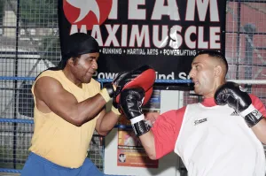 Exercise Prints: Prince Naseem Hamed with his new trainer Emanuel Steward From The Kronk Gym In Detroit