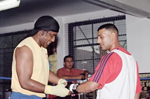 Prince Naseem Hamed with his new trainer Emanuel Steward From The Kronk Gym In Detroit