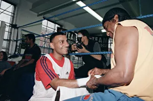 Prince Naseem Hamed with his new trainer Emanuel Steward From The Kronk Gym In Detroit