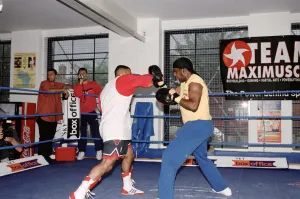 Prince Naseem Hamed with his new trainer Emanuel Steward From The Kronk Gym In Detroit