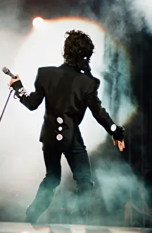 Prince performing on stage at Wembley 29th July 1988 Local Caption Planman