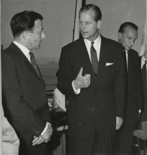 Prince Philip, in the control of East Midlands Airport during a visit to the East
