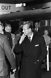01321 Prints: Prince Philip, Duke of Edinburgh arrives at Coventry Station. 6th March 1987