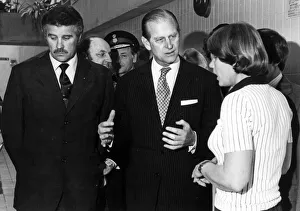 Prince Philip, Duke of Edinburgh arrives at the swimming pool at Leasowe Leisure Centre