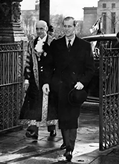 Prince Philip, Duke of Edinburgh arriving at Aberdare Hall. 1st December 1954