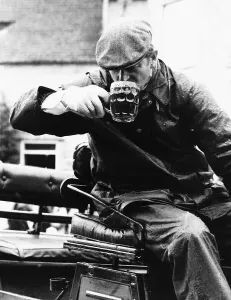 Carriage Prints: Prince Philip, Duke of Edinburgh, enjoying a pint of beer as he sits on his carriage