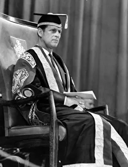 University Prints: Prince Philip, Duke of Edinburgh listens to the proceedings at his installation as
