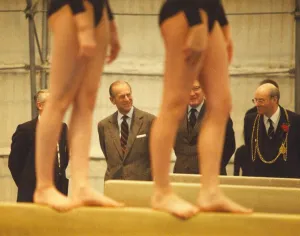 Prince Philip, Duke of Edinburgh, opens the gymnastic centre at Benfield School