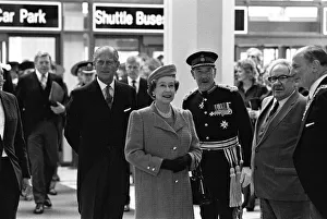 Prince Philip, Duke of Edinburgh and Queen Elizabeth II visit the new exhibition halls