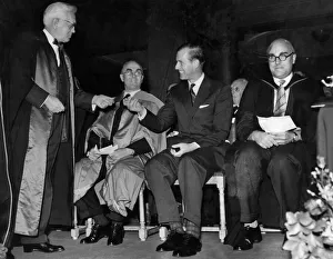 Prince Philip, Duke of Edinburgh seated as Sir Alexander Fleming