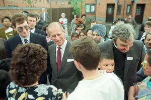 01172 Prints: Prince Philip, Duke of Edinburgh tours the Century Drive housing development off Albert
