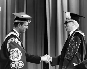 Prince Philip, Duke of Edinburgh and the Vice Chancellor of Salford University Dr