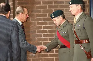 Prince Philip, Duke of Edinburgh, during his visit to the Royal Marines Reserve at Anzio