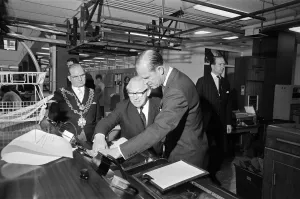 Prince Philip, Duke of Edinburgh, visiting the Birmingham Post and Mail offices