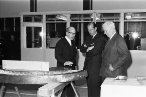 Prince Philip, Duke of Edinburgh visits the English Electrical Company Works, Rugby
