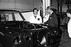 Prince Philip, Duke of Edinburgh visits the Jaguar assembly plant at Browns Lane